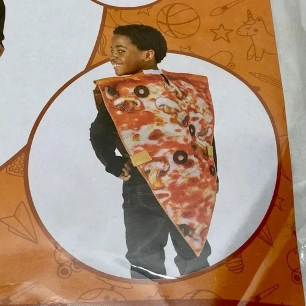 Kids Costume Pizza Slice One Size Toy Box‎ Dress Up 3D Accent Pepperoni 3+ NWT